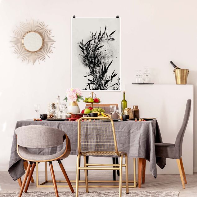 Wanddeko Schlafzimmer Grafische Pflanzenwelt - Schwarzer Bambus