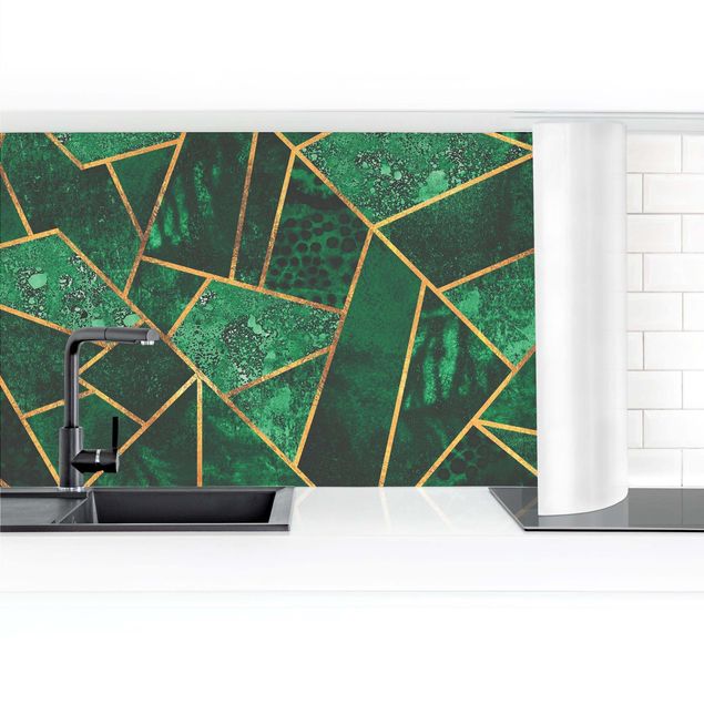 Wanddeko Büro Dunkler Smaragd mit Gold II
