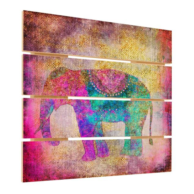 Wanddeko Büro Bunte Collage - Indischer Elefant