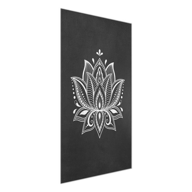 Wanddeko Büro Lotus Illustration weiß schwarz