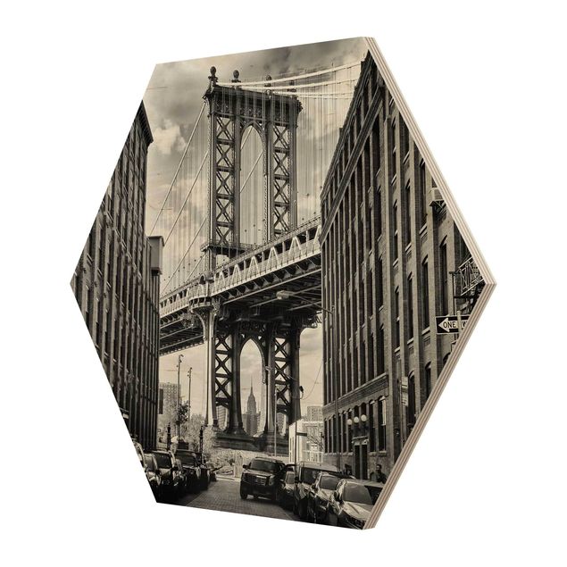 Wanddeko schwarz-weiß Manhattan Bridge in America