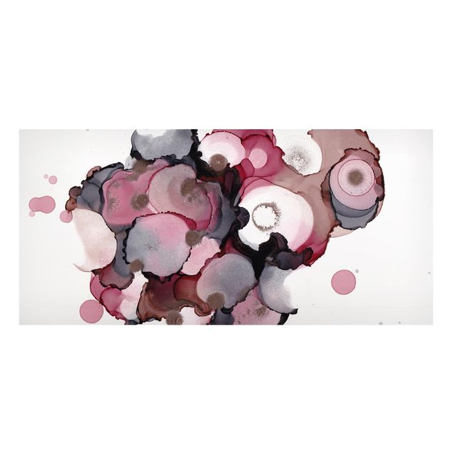 Wanddeko Esszimmer Pink-Beige Tropfen mit Roségold