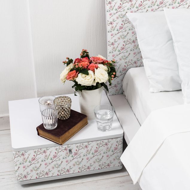Wanddeko Schlafzimmer Kirschblütenzweige Aquarell