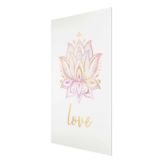 Wanddeko Treppenhaus Lotus Illustration Love gold rosa