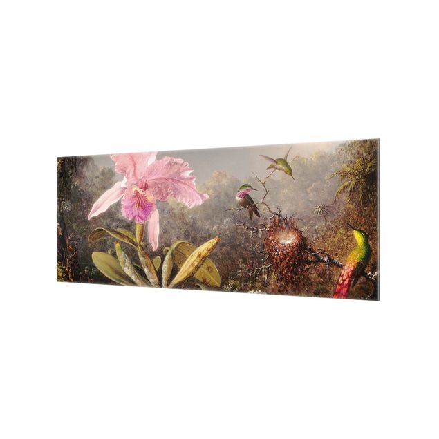 Wohndeko Malerei Martin Johnson Heade - Orchidee und drei Kolibris