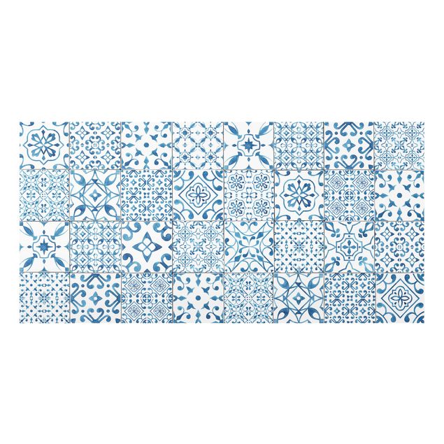 Deko Geometrisch Musterfliesen Blau Weiß
