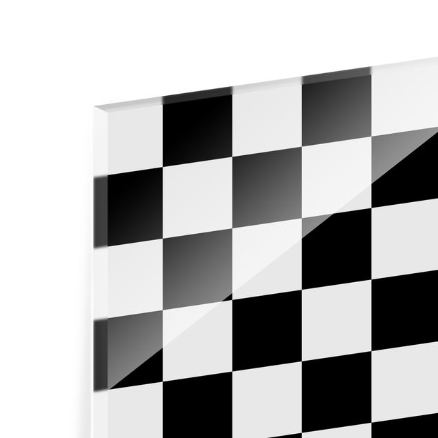 Spritzschutz Küche Glas Geometrisches Muster Schachbrett Schwarz Weiß