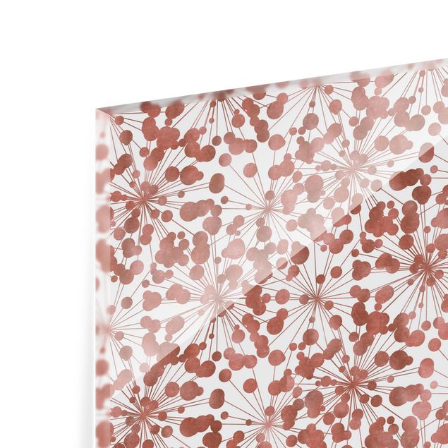 Glasrückwand Küche Natürliches Muster Pusteblume mit Punkten Kupfer