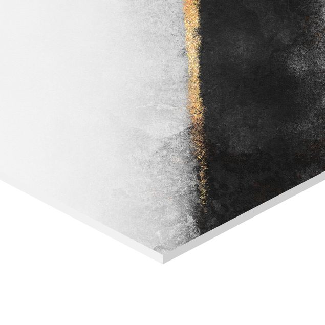 Wanddeko schwarz-weiß Abstrakter Goldener Horizont Schwarz Weiß