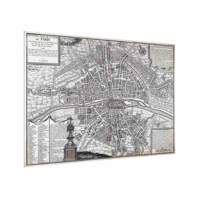 Wanddeko Karten Vintage Stadtplan Paris um 1600