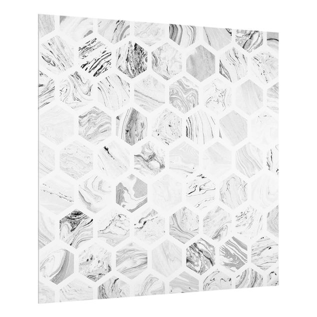 Wohndeko Muster Marmor Hexagone in Graustufen