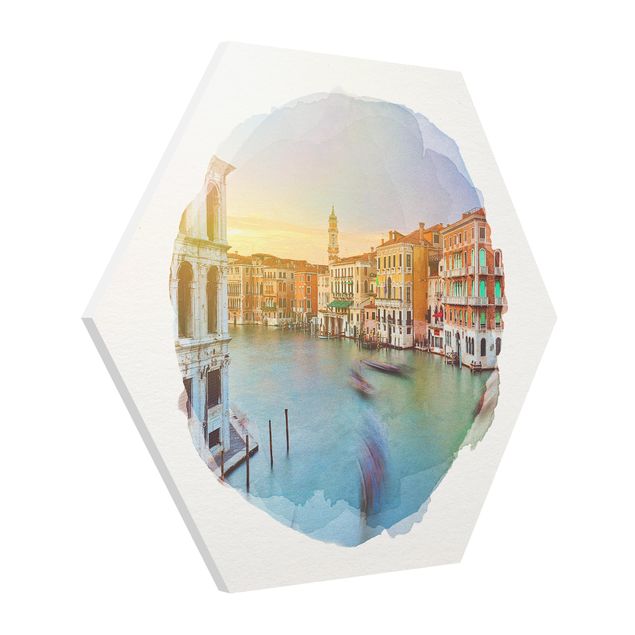Wanddeko Schlafzimmer Wasserfarben - Canale Grande Blick von der Rialtobrücke Venedig