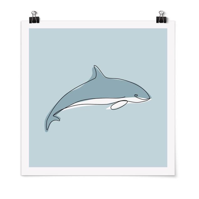 Wanddeko Büro Delfin Line Art