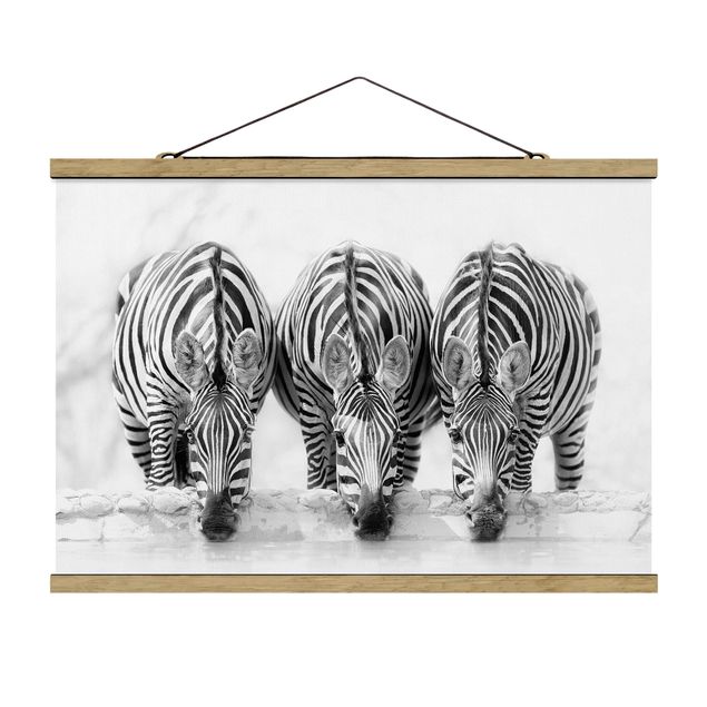 Wanddeko Esszimmer Zebra Trio schwarz-weiß