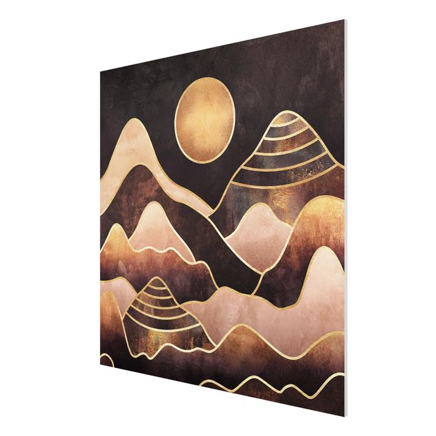 Wanddeko Flur Goldene Sonne abstrakte Berge