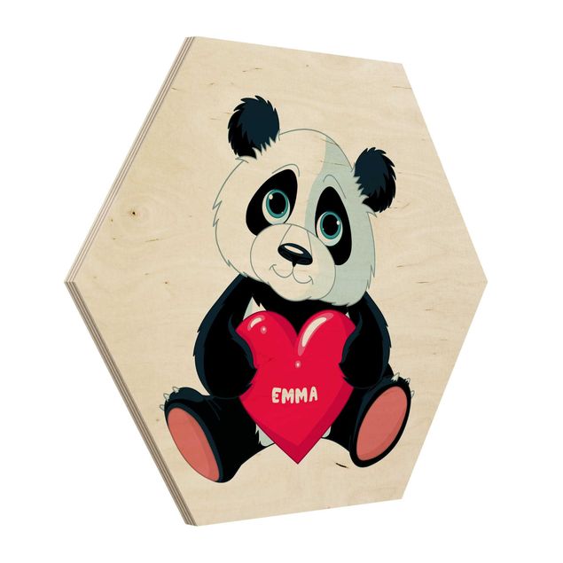 Wanddeko Mädchenzimmer Panda mit Herz