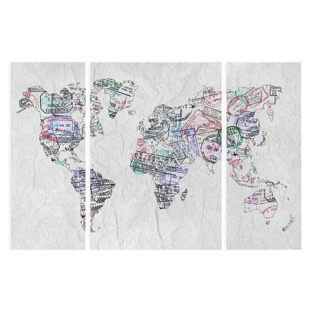 Wanddeko Esszimmer Reisepass Stempel Weltkarte