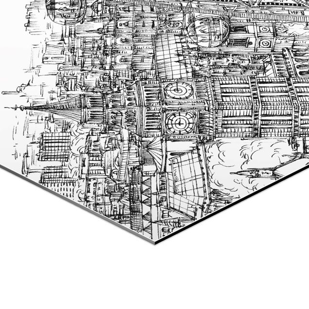 Wanddeko Treppenhaus Stadtstudie - London Eye