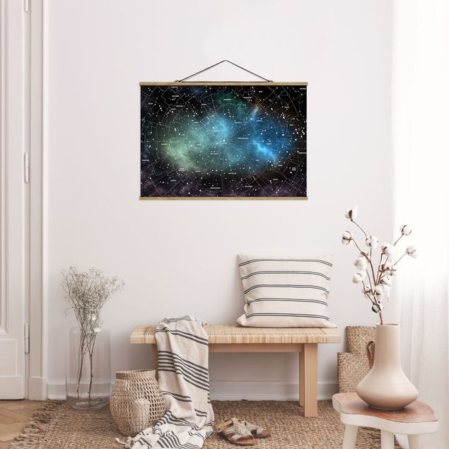 Wanddeko Flur Sternbilder Karte Galaxienebel