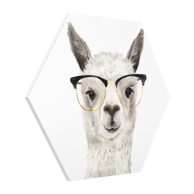 Wanddeko Esszimmer Hippes Lama mit Brille I
