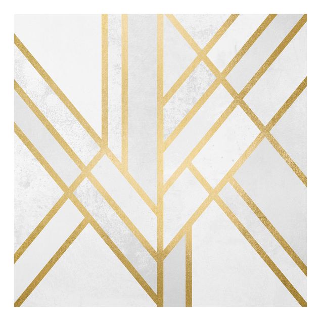 Wanddeko Abstrakt Art Deco Geometrie Weiß Gold