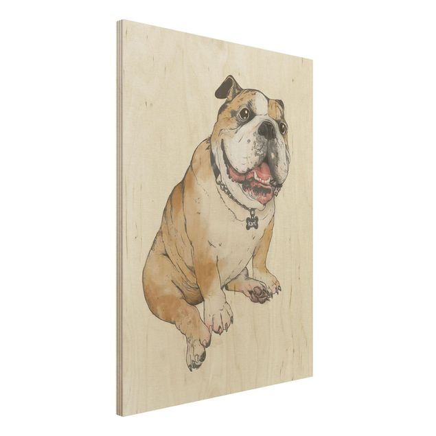 Wanddeko beige Illustration Hund Bulldogge Malerei
