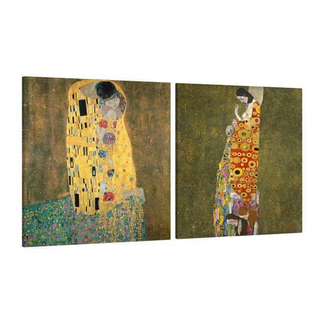 Wanddeko gold Gustav Klimt - Kuss und Hoffnung