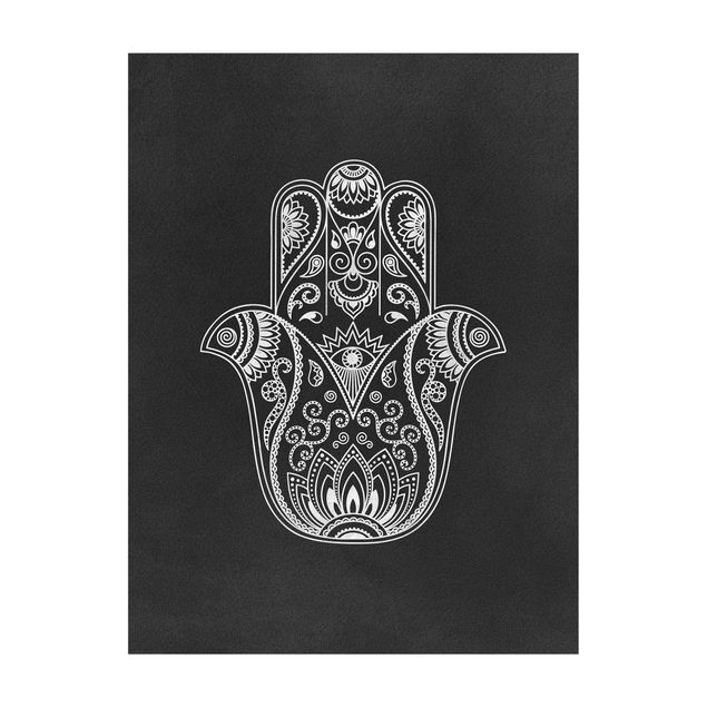 Wanddeko schwarz-weiß Hamsa Hand Illustration weiß schwarz