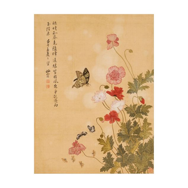Deko Mohn Yuanyu Ma - Mohnblumen und Schmetterlinge