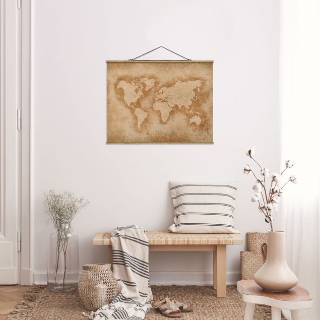 Wanddeko Wohnzimmer Antike Weltkarte