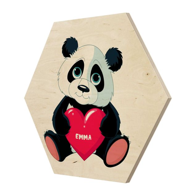 Wanddeko draußen Panda mit Herz