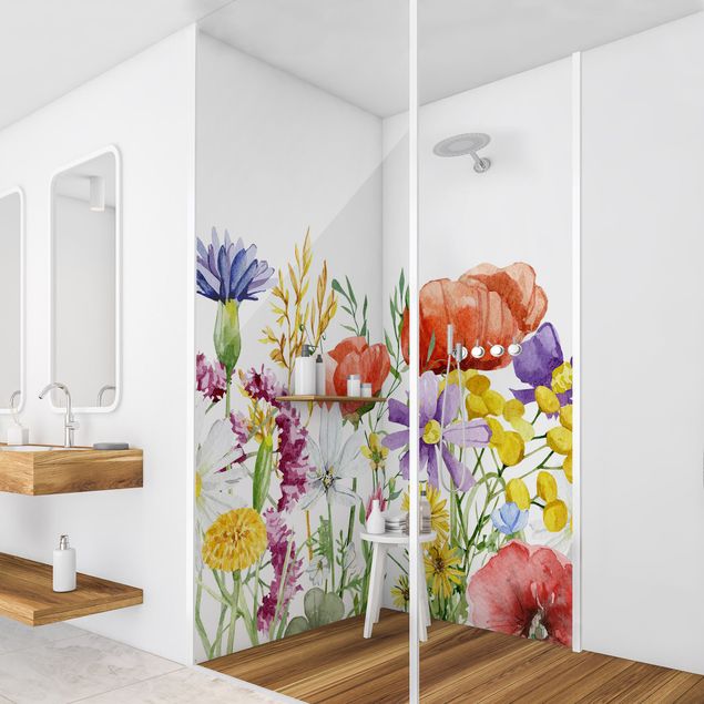 Wanddeko Büro Aquarellierte Blumen