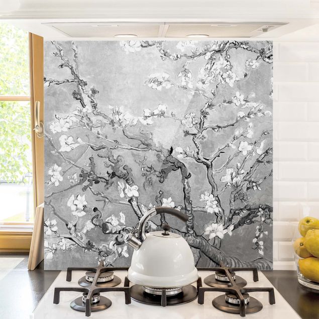 Küchen Deko Vincent van Gogh - Mandelblüte Schwarz-Weiß