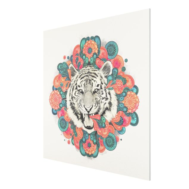 Wanddeko Esszimmer Illustration Tiger Zeichnung Mandala Paisley