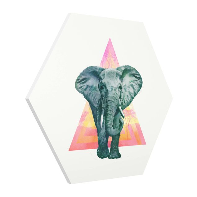 Wanddeko Flur Illustration Elefant vor Dreieck Malerei
