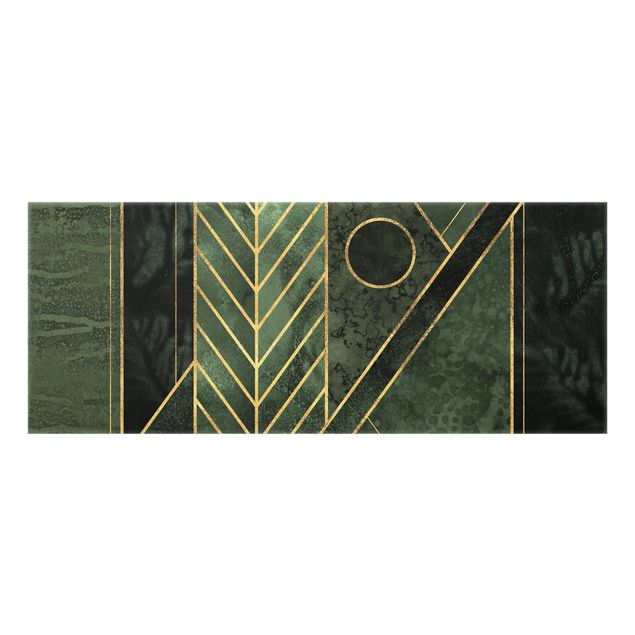 Wanddeko Abstrakt Geometrische Formen Smaragd Gold