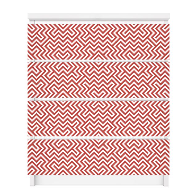 Wanddeko Esszimmer Rotes geometrisches Streifenmuster