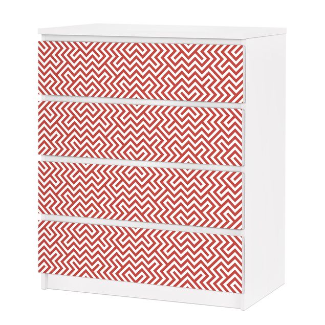 Wanddeko Praxis Rotes geometrisches Streifenmuster