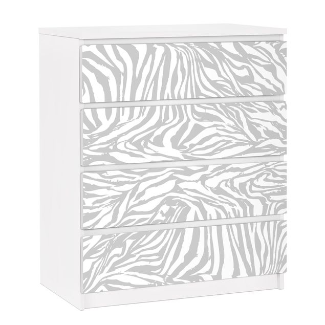 Wanddeko Flur Zebra Design hellgrau Streifenmuster