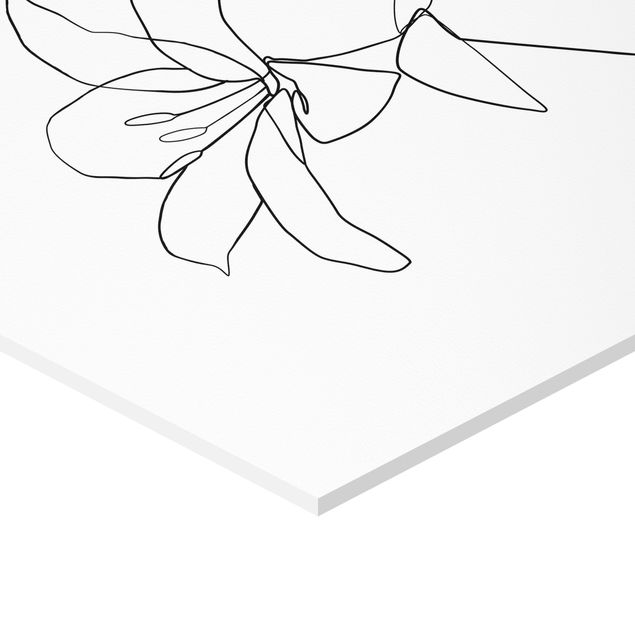 Wanddeko Büro Line Art Blüten Schwarz Weiß Set