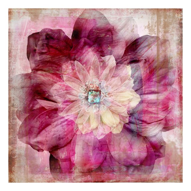 Wanddeko pink Grunge Flower
