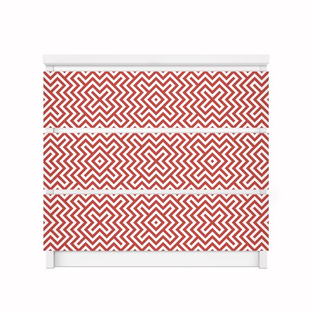 Wanddeko Esszimmer Rotes geometrisches Streifenmuster