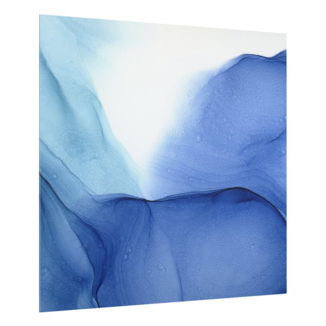 Wanddeko Abstrakt Meliertes Tintenblau