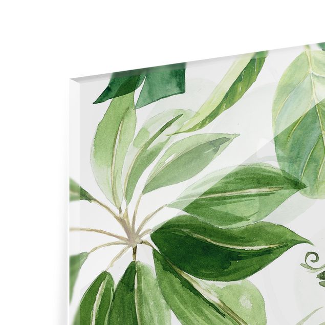 Wohndeko Illustration Aquarell Tropische Blätter und Ranken