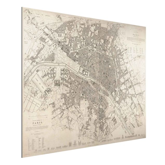 Wanddeko beige Vintage Stadtplan Paris