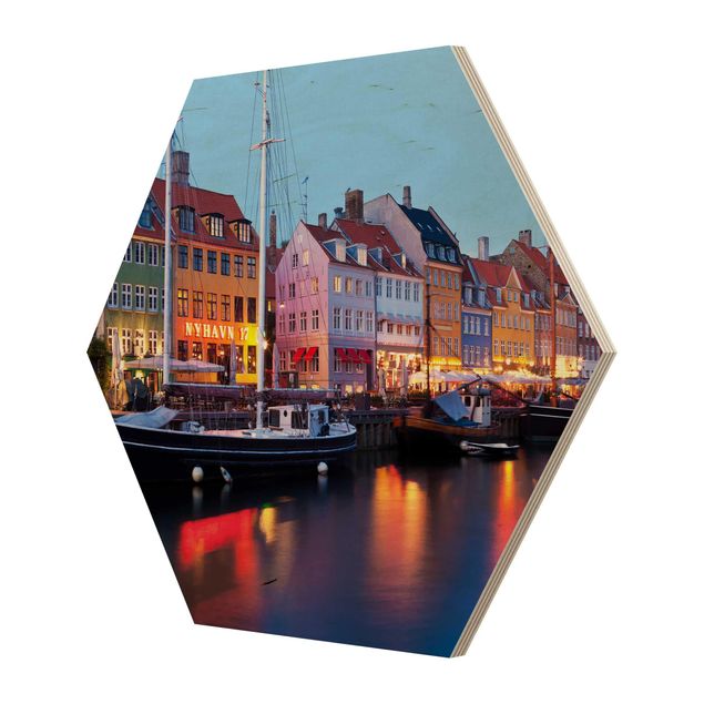 Wanddeko Praxis Kopenhagener Hafen am Abend