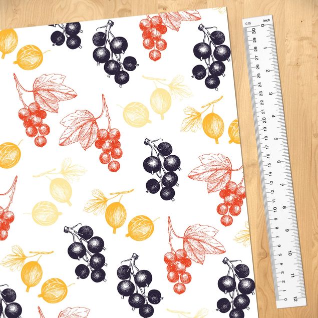 Deko Muster Handgezeichnetes Beerenfrüchte Muster für Küche