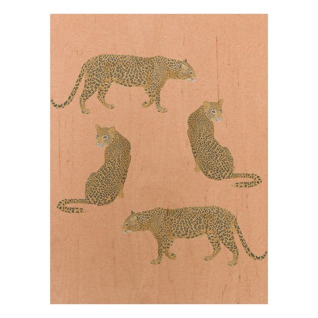 Wanddeko Esszimmer Illustration Leoparden Rosa Malerei
