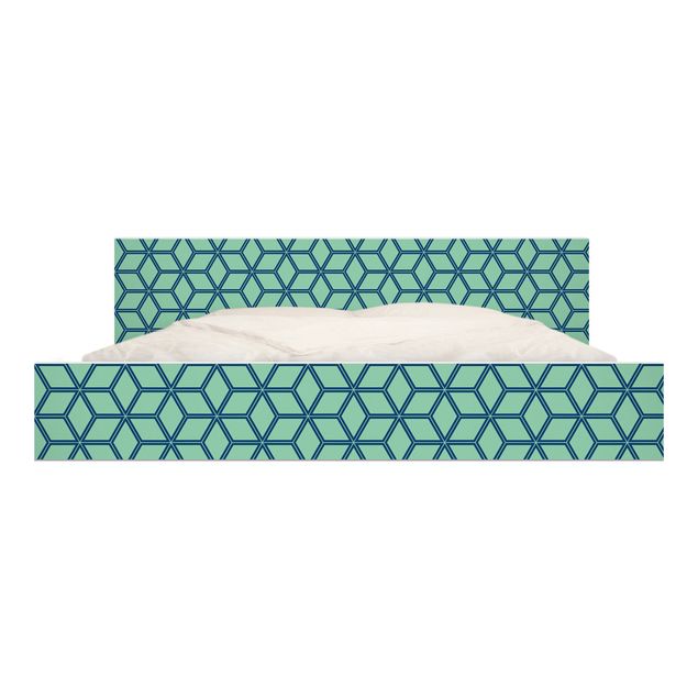 Wanddeko Geometrisch Würfelmuster grün