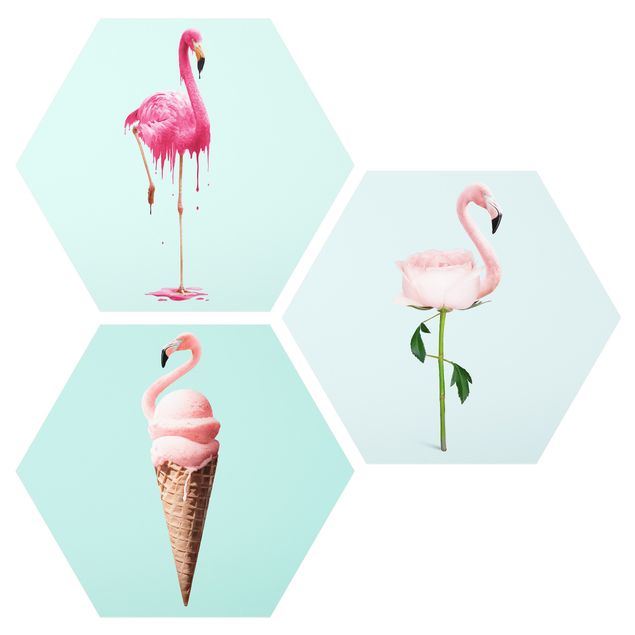 Wanddeko Flur Flamingo Set